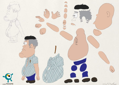Diseño lateral derecho de personaje Santiago
