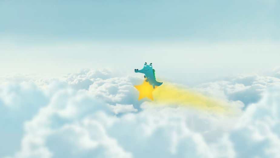 Cocodrilo plano 22 - Volando en la estrella sobre las nubes